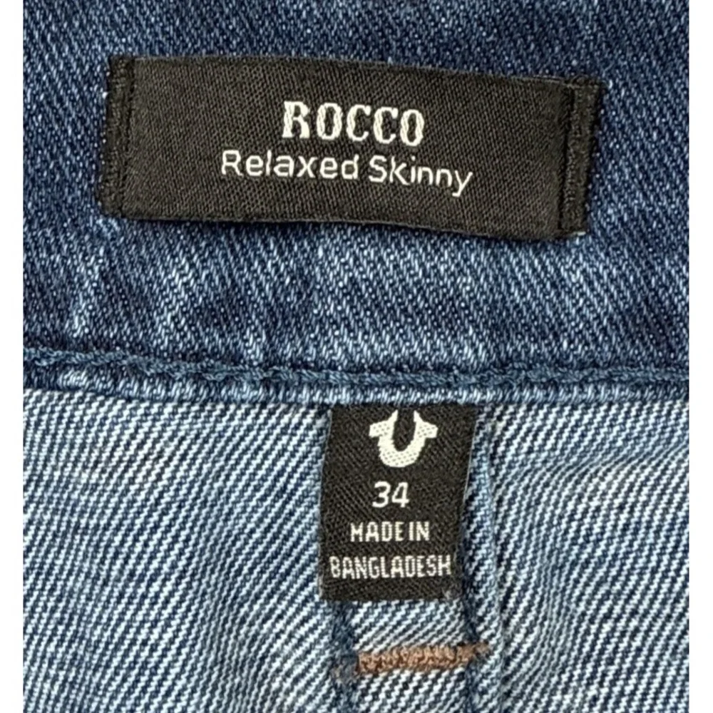 True Religion Rocco Jeans Men's 34 Blue Relaxed Skinny Stretch Denim